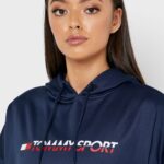 Tommy Hilfiger Sport női kapucnis pulóver S10S100093 401 sötétkék