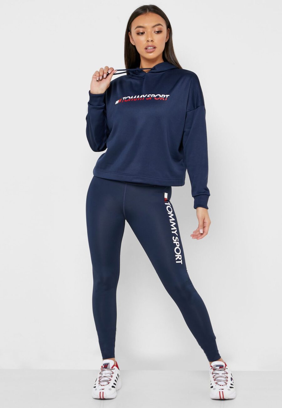 Tommy Hilfiger Sport női kapucnis pulóver S10S100093 401 sötétkék